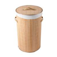 Promotion Bamboo Laundry basket Flat Packing Foldable Natural bamboo basket