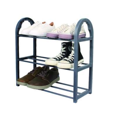 3 Tiers DIY Esay To Assemble Folding Stackable Plastic Shoes Rack For Home