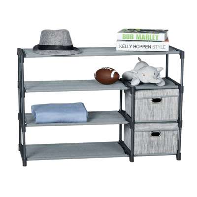 Household 4 Tier Multifunction Metal Bedroom Storage Shelf Rack