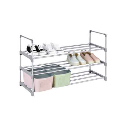 Easy To Assemble Multifunctional 3 Tier Extendable Shoe Rack Steel