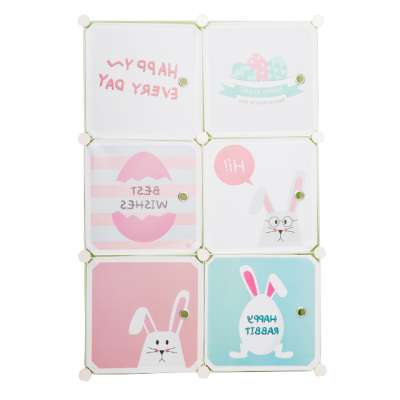 Custom Cute Cartoon Printed Modern Kids Portable  Closet Wardrobe Plastic