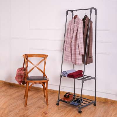 Home Rolling Metal Coat Hanging Clothes Garment Rack